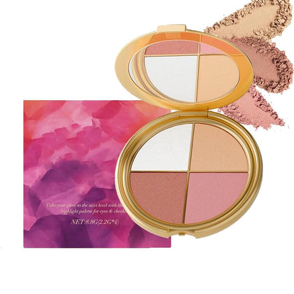 Eye & Cheek Palette - Eyeshadow and Highlighter Makeup, Makeup Palettes Contour Kit, Shimmer Glow Face Highlighter