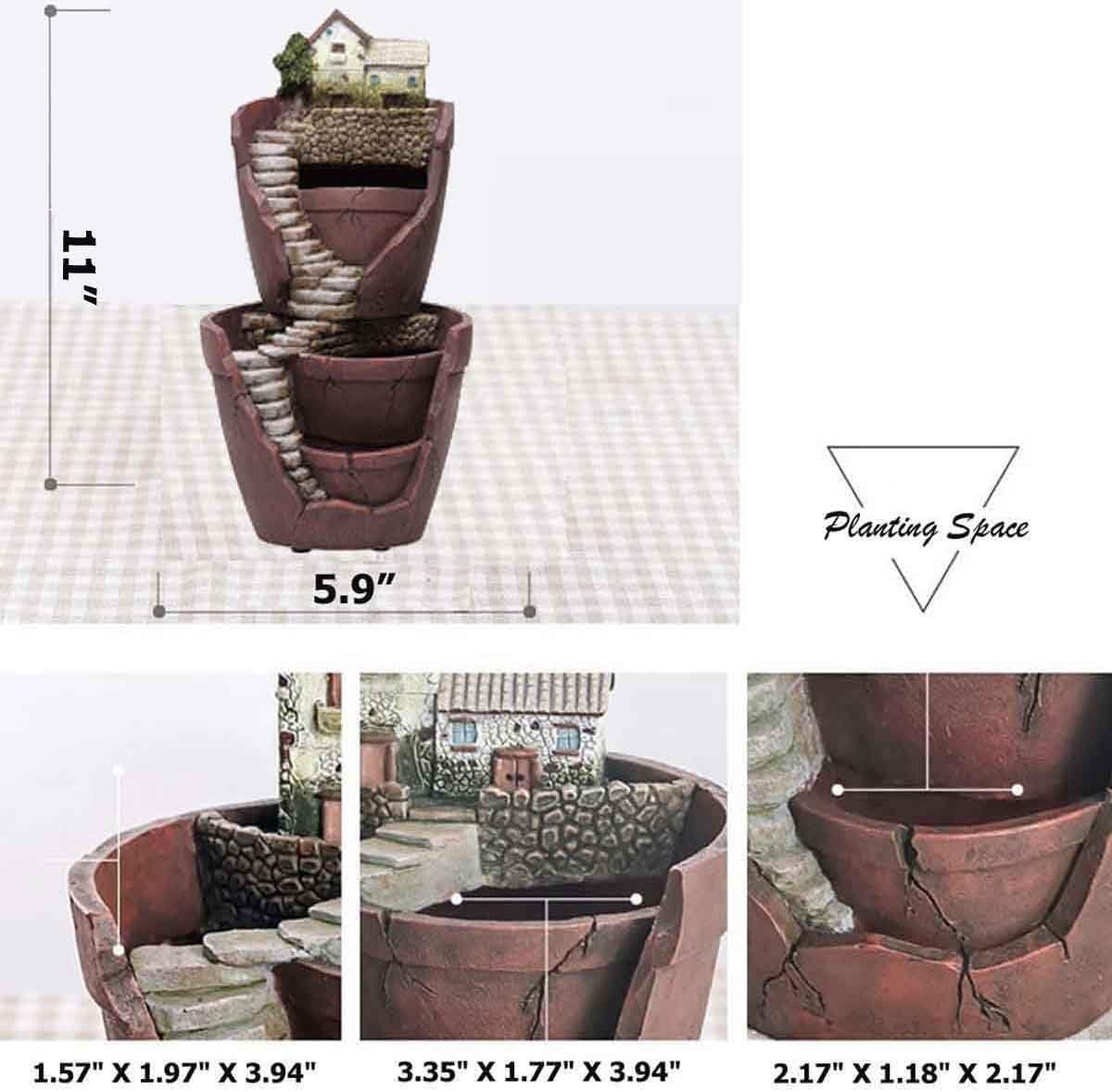 Creative Plants Pot - Flowerpot Combination Resin Succulent Plant Pot (City of Sky),VF-008