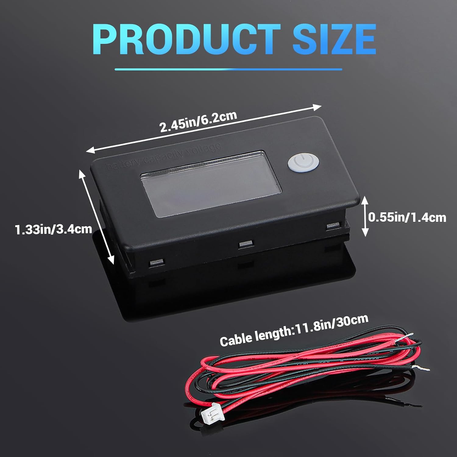 48v Golf Cart Battery Meter - LCD Display Lithium Battery Monitor 10-100v Volt Meter Temperature Gauge for Marine RV