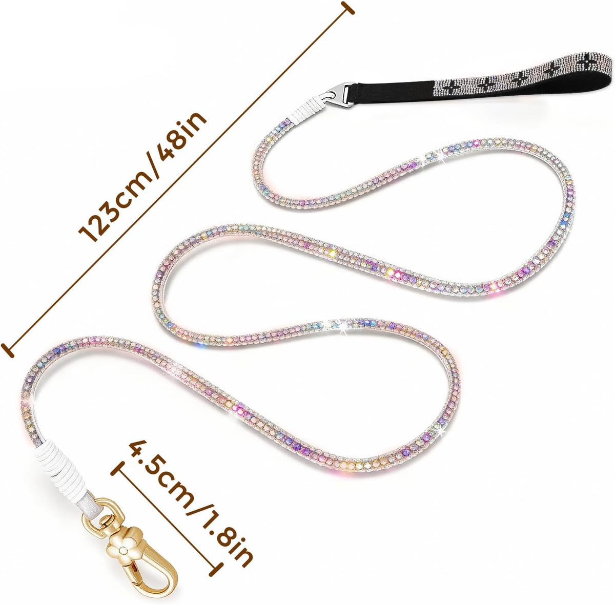 43in Rhinestone Dog Leash for Wedding Daily Small and Medium Dogs