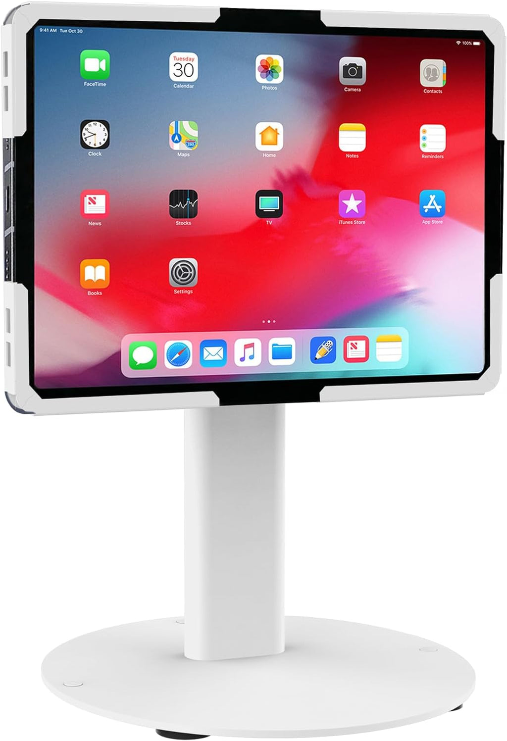 Universal Tablet Stand with Tilt, Anti-Theft Retail iPad POS Kiosk Stand, Fits 9.7"–13.1" Tablets, 90° Rotation &