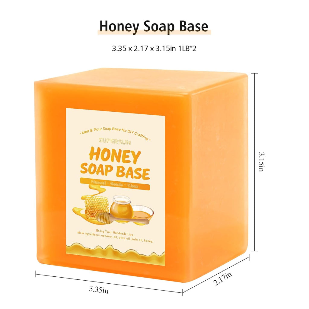 2lb Honey Soap Base for Soap Making Supplies,Moisturizing Melt and Pour Sope Base for DIY Handmade,All Natural and