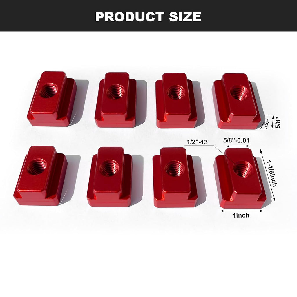 T-Slot Nut 5/8 Inch Red Oxide Finish 1/2"-13 Threads,8 Pcs Set