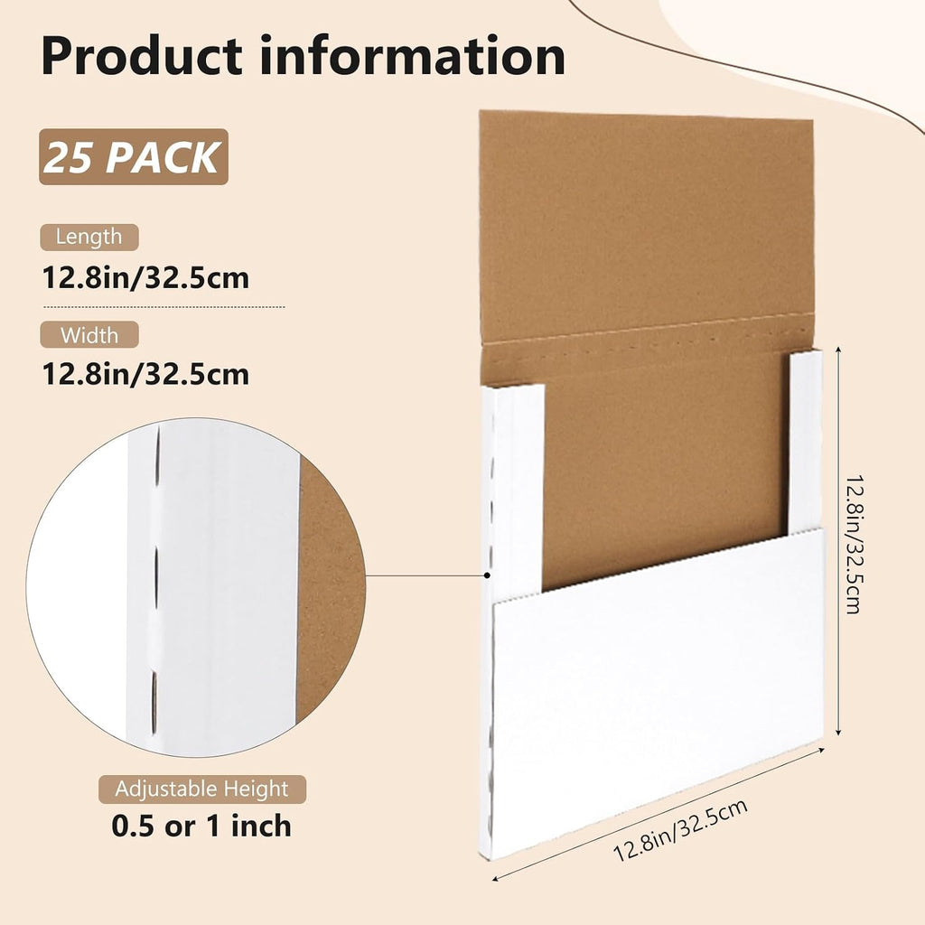 25 Pack 12.8x12.8x1 Vinyl Record Shipping Boxes