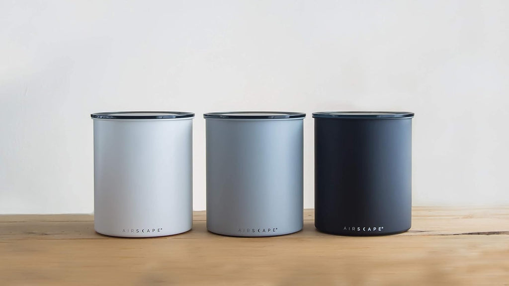 by Planetary Design | 2.2 lbs Coffee Storage | Matte Gray | Plunger Lid Removes Excess Oxygen - Don't Buy airtight
