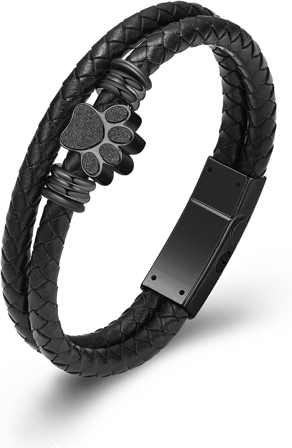Pet Cremation Jewelry Paw Print Urn Bracelet for Ashes for Women Men Leather Memorial Dog Cat Ashes Keepsake Bangle