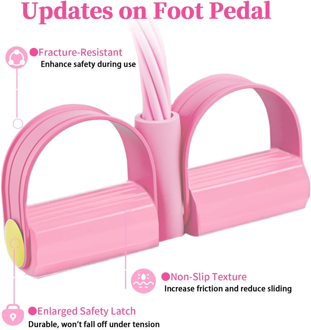 Pedal Resistance Bands with Handles, Upgrade 6-Tubes Elastic Bands for Exercise, Natural Rubber Foot Pedal Resistance
