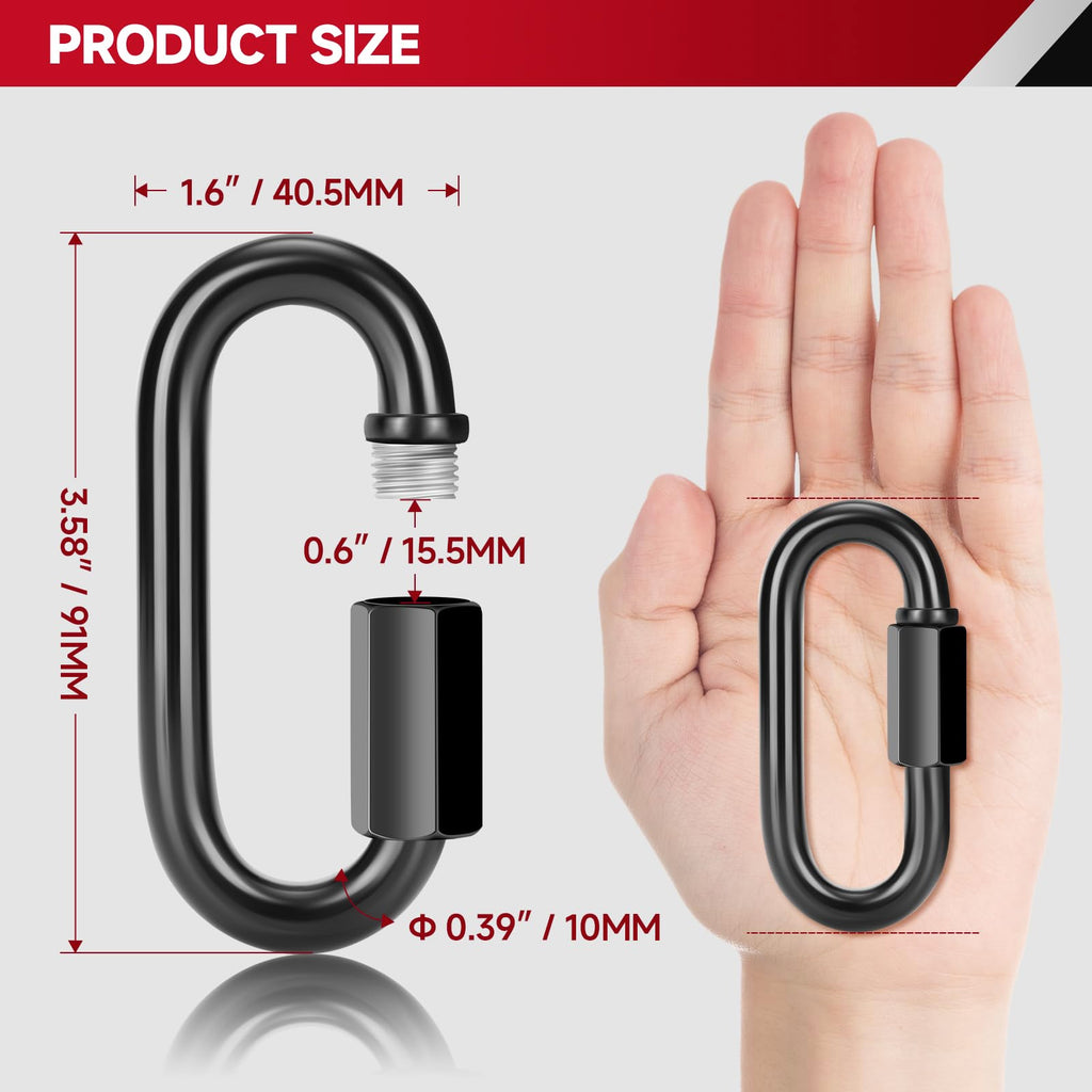 8 Pack M10 Chain Links, 3.5 in Quick Link Connectors, 2200 lb Capacity