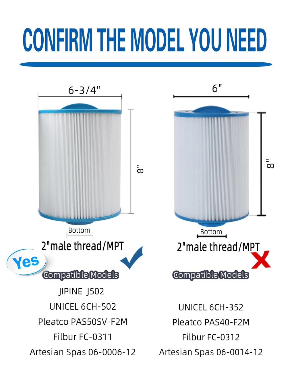 PAS50SV Hot Tub Filter Replaces Artesian Spa Large Filter, 2 Pack