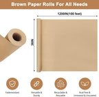 36" x 1,200"(100') Brown Kraft Paper Roll Banner Paper Craft Paper