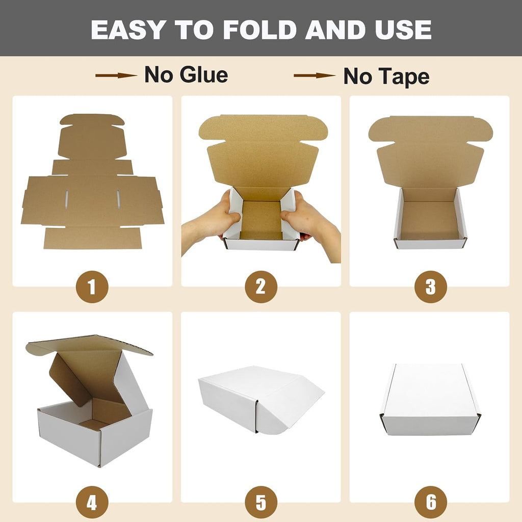 13x11x2" Box, White Shipping Boxes Mailer Flat Mailing Packaging Corrugated Cardboard Mailers for Business, 25 Pack
