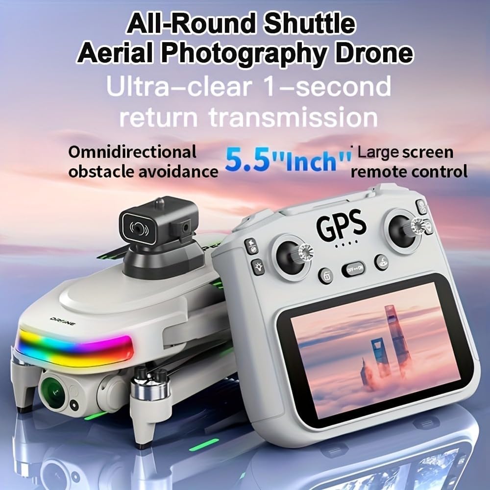 4K Drone with Camera GPS, Brushless Motor RC Quadcopter for Adults Beginner | 90° Adjustable Camera, Auto Return &