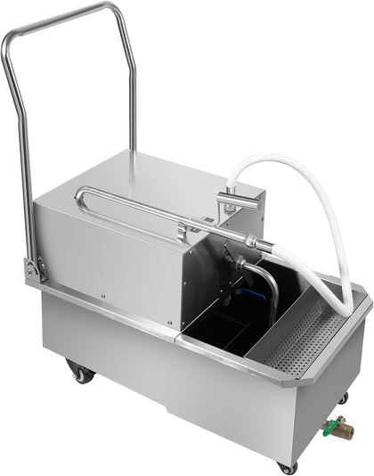 55 L/14.53 Gal Mobile Fryer Filter, 550W Capacity Oil Filtration System, 110V 60HZ Fryer Filter Machine,Oil Pump Flow