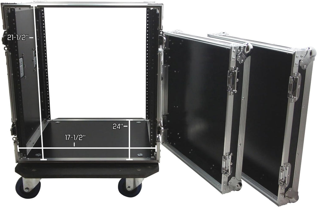 12U Amp Rack Case with Wheels Vertical Amplifier DJ Flight | Rolling protection for power gear on the road, 12-space