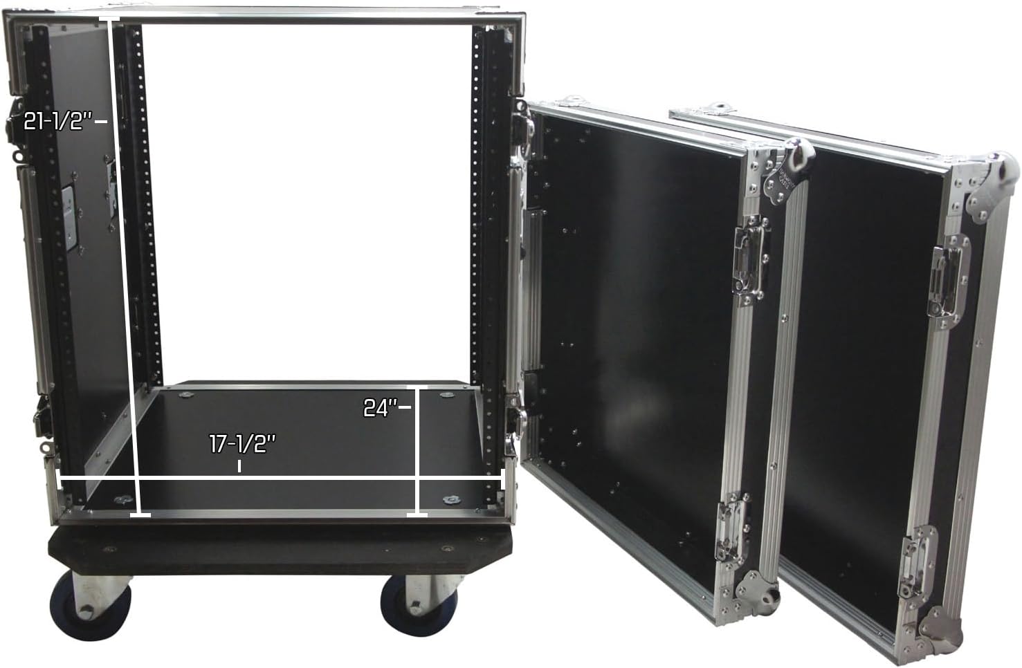 12U Amp Rack Case with Wheels Vertical Amplifier DJ Flight | Rolling protection for power gear on the road, 12-space