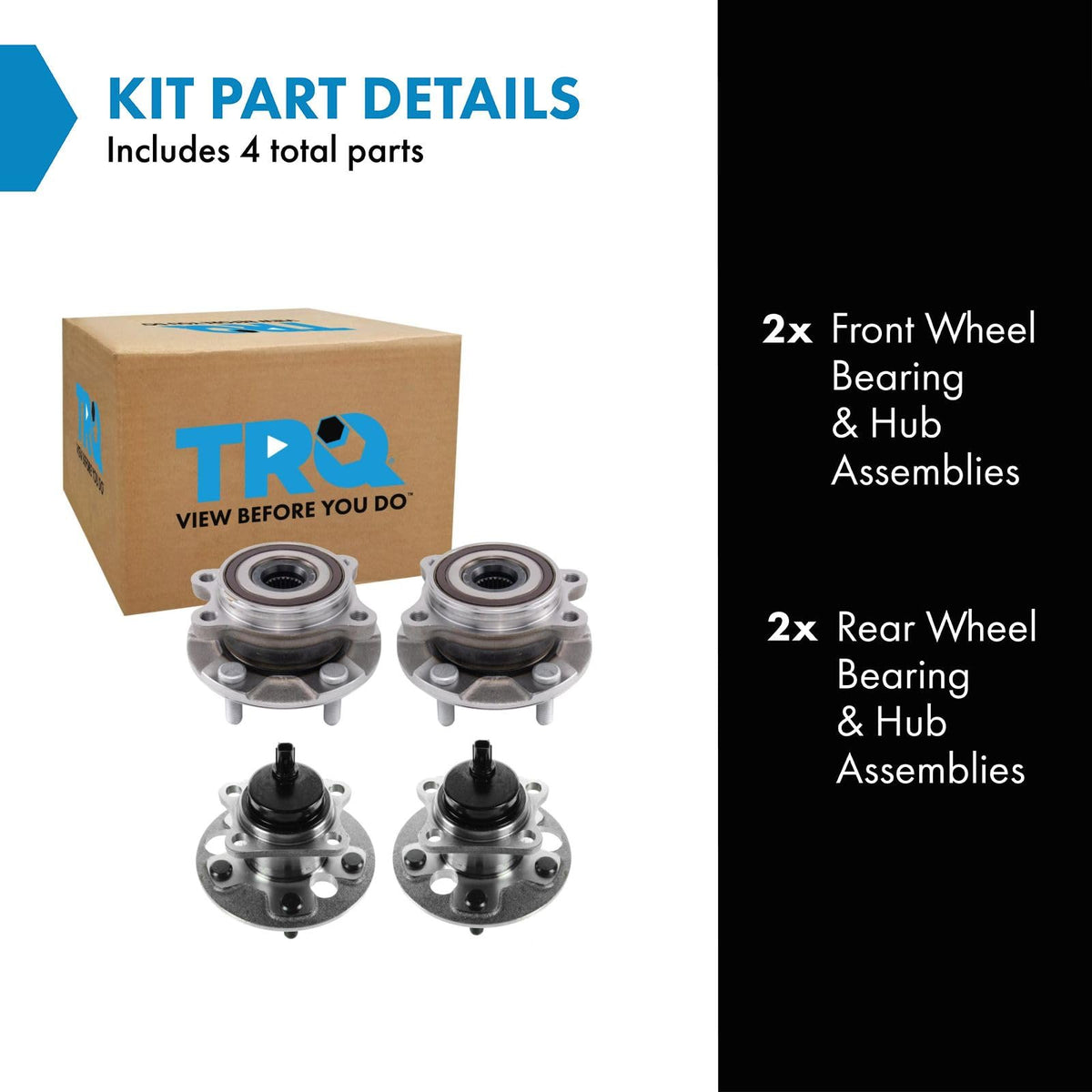 TRQ 2 Piece Wheel Bearing & Hub Assembly Set