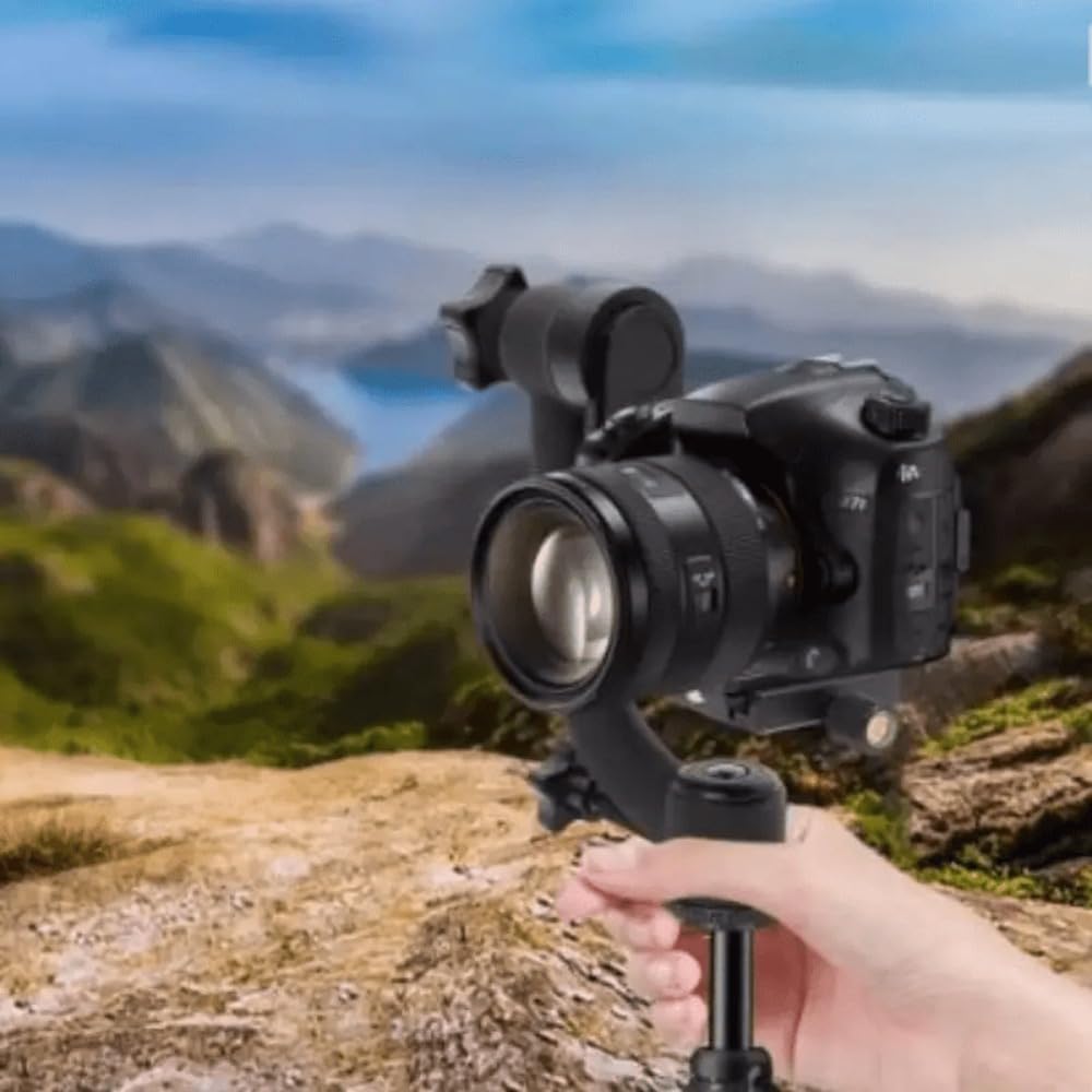 Aluminum Alloy Gimbal Tripod Head with 1/4" Quick Release Plate - 360° Rotating Ball Head, Smooth Pan & Tilt for