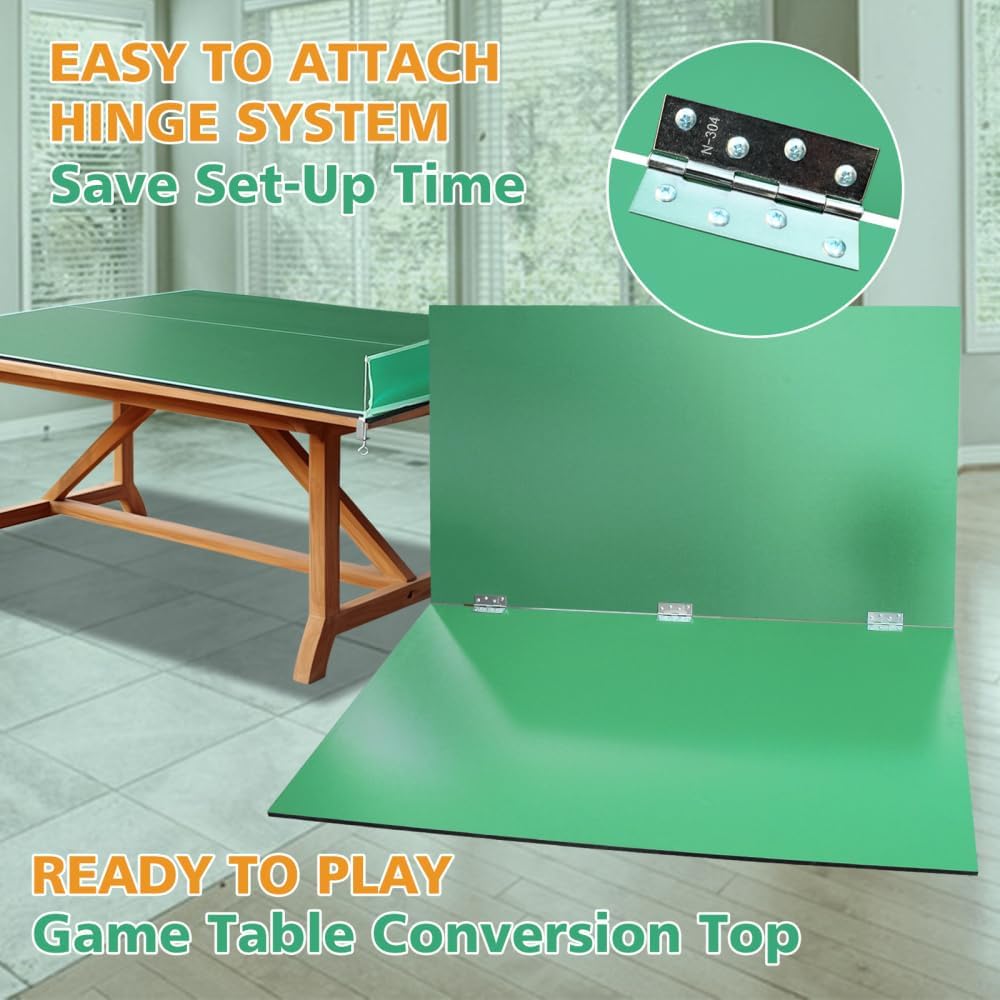 Ping Pong Conversion Top for Standard Tables with 12mm MDF Surface and Foldable Design for Indoor Recreation