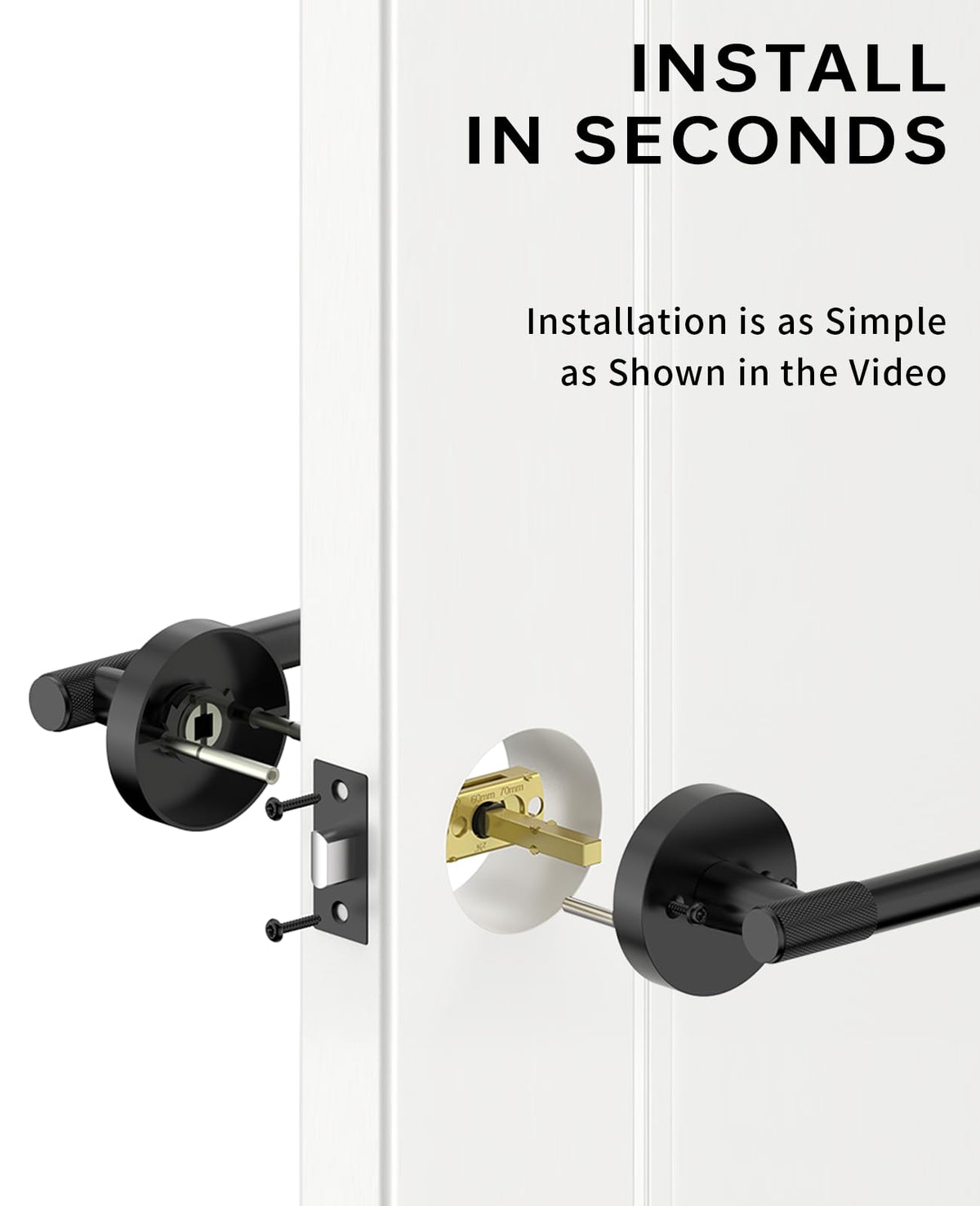 1 Pack Matte Black Passage Interior Door Handles