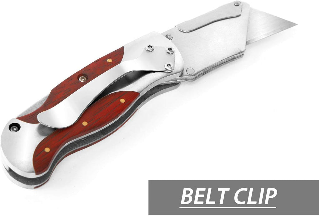 Quick-Change Utility Knife, Classical Retro Style Wood Grain Handle