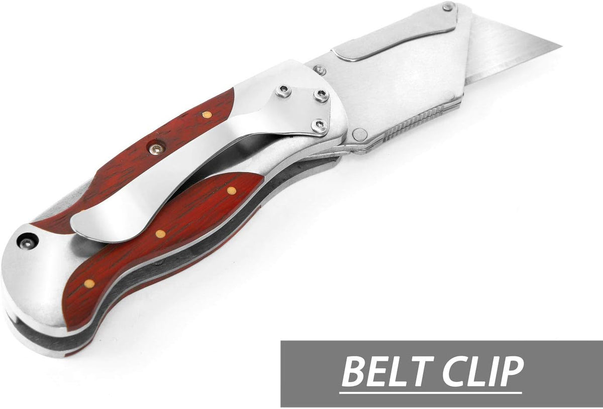 Quick-Change Utility Knife, Classical Retro Style Wood Grain Handle