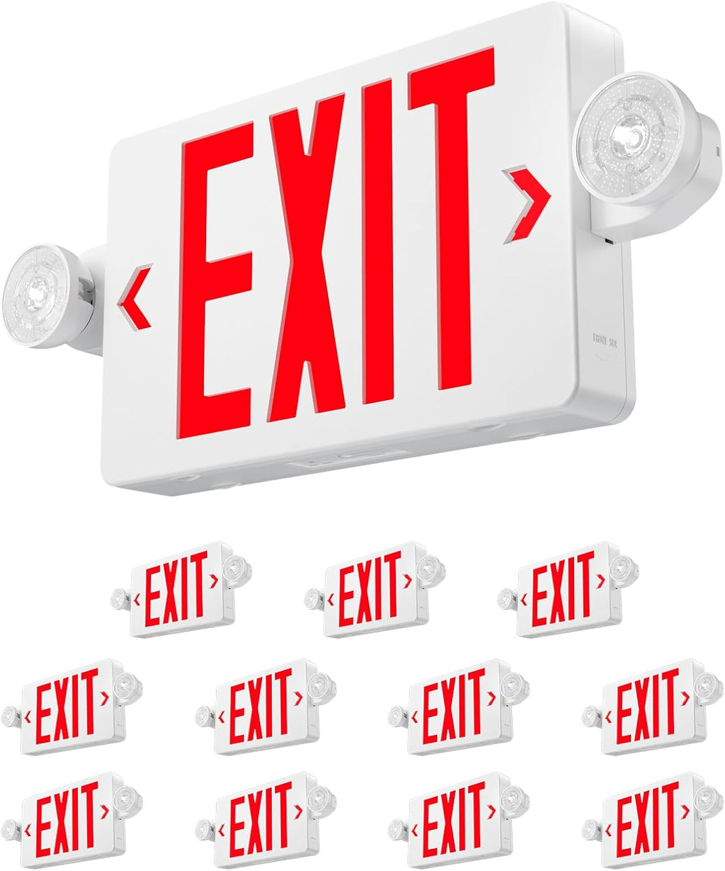 12 Pack Red Exit Sign with Multi-Angle LED Emergency Lights