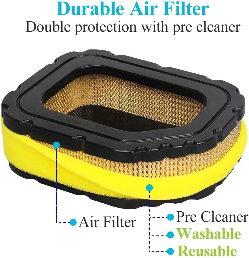 HOODELL 2 Pack 32 083 03 Air Filter Fit Kohler Courage Engine SV710 SV715 SV720 SV730 SV735 SV740 Lawn Mower, Replace 32 083 05-S Pre Cleaner 32 883 03-S1 Air Filter