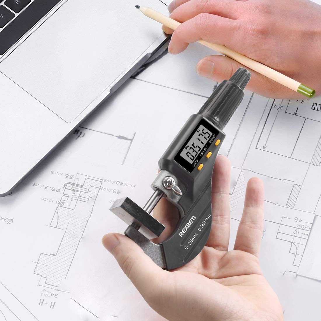 REXBETI Outside Micrometer, Ultra-Precision Carbide Tipped Measuring Tool
