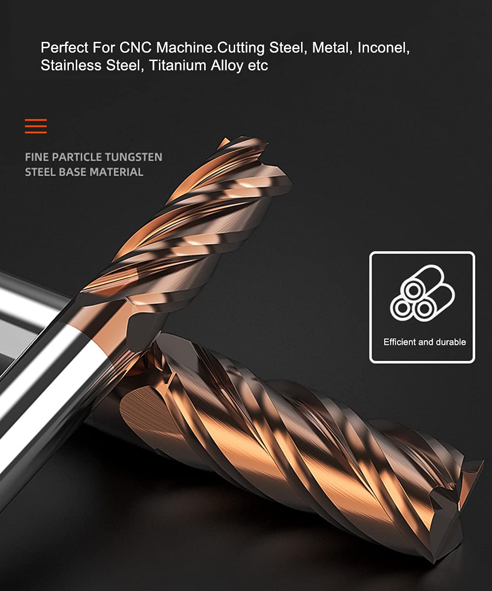 1pc 3/16"(5mm) Carbide Square End Mill for Alloy Steels/Hardened Steels