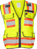 1278FR-L-03-LG ANSI Class 2 Flame Retardant Polyester Surveyor SAFETY Vest with 2" Silver Reflective Tape, Lime, Large