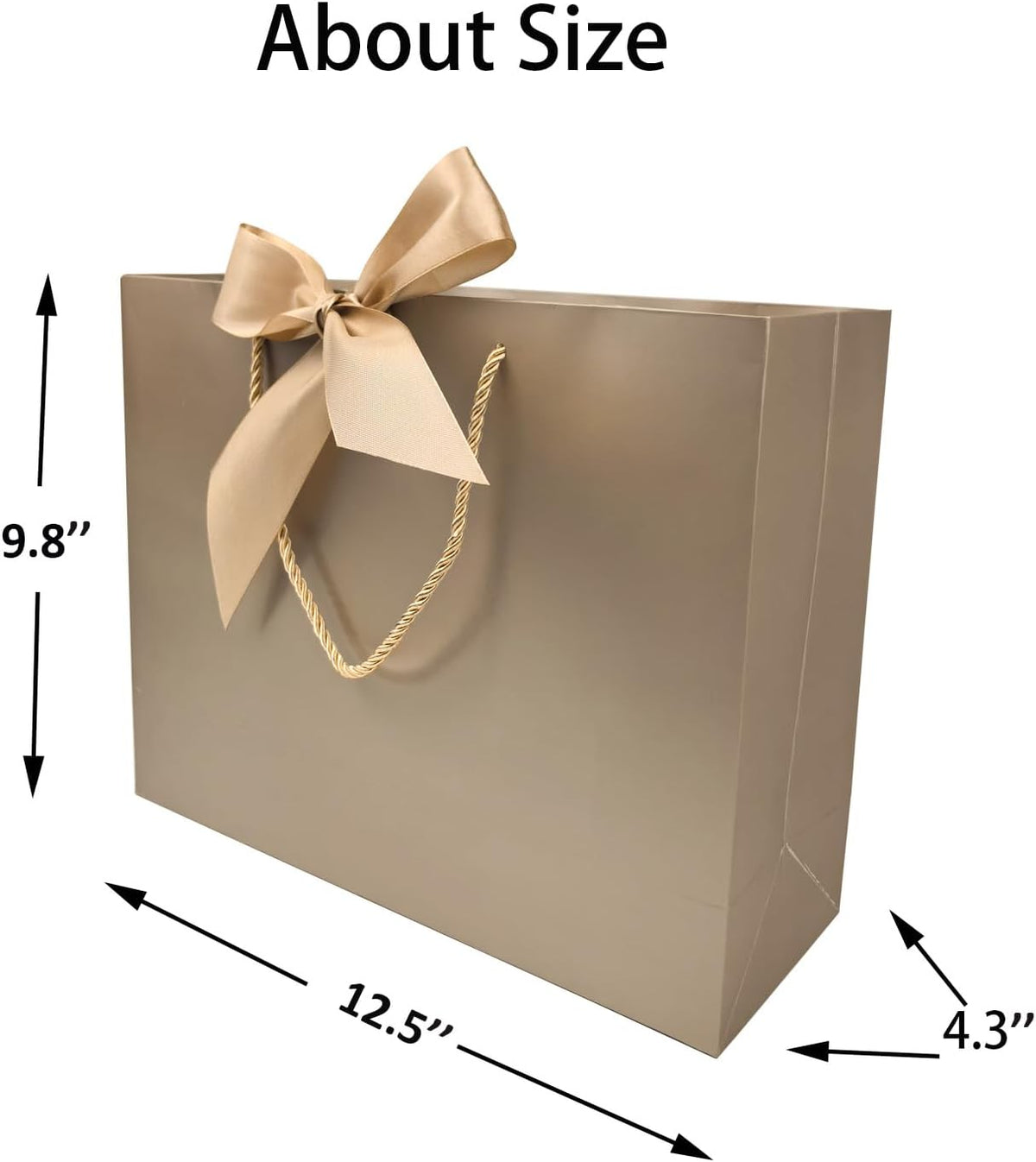 12 Pack Medium Champagne Gift Bags with Handles & Bow
