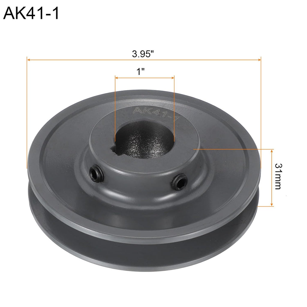 uxcell AK41-1 V-Belt Sheave 1" Bore, 3.95" OD, Single Groove Web Sheave