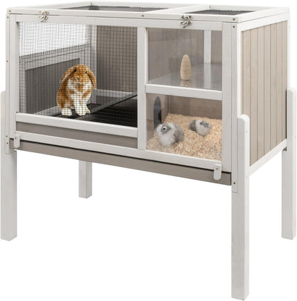 Elevated Guinea Pig Cage with Detachable Legs, Wooden Habitat