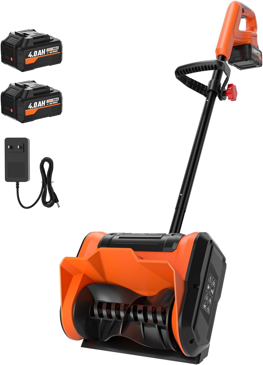 Snow Shovel Cordless, 20V | 10 Inch Electric Snow Blower with 2 X 4.0Ah Replaceable Batteries & Charger Up to 50
