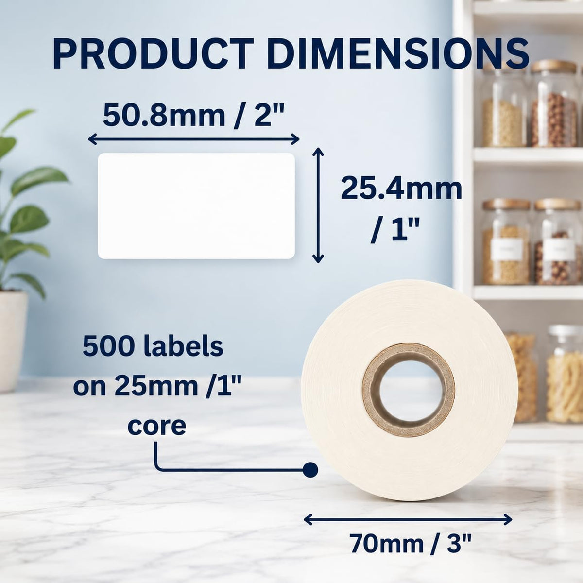 Blank Waterproof Label Stickers, Small White Write-On Polypropylene Labels with Strong Permanent Adhesive, 25.4mm x