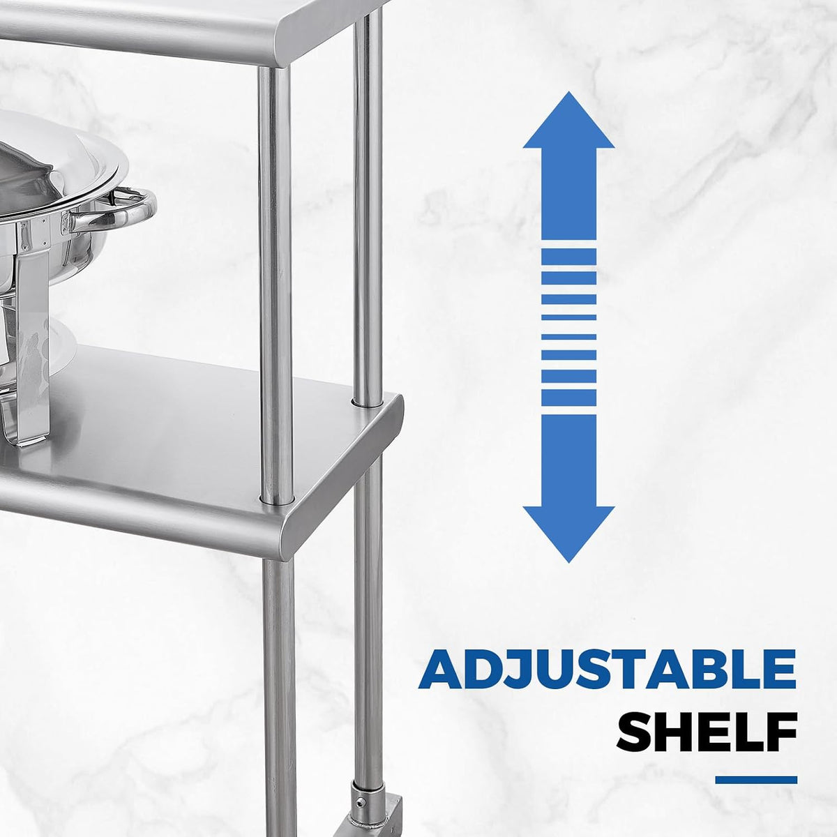 Stainless Steel Overshelf for Prep&Work Table 12''x48'', 2 Tier