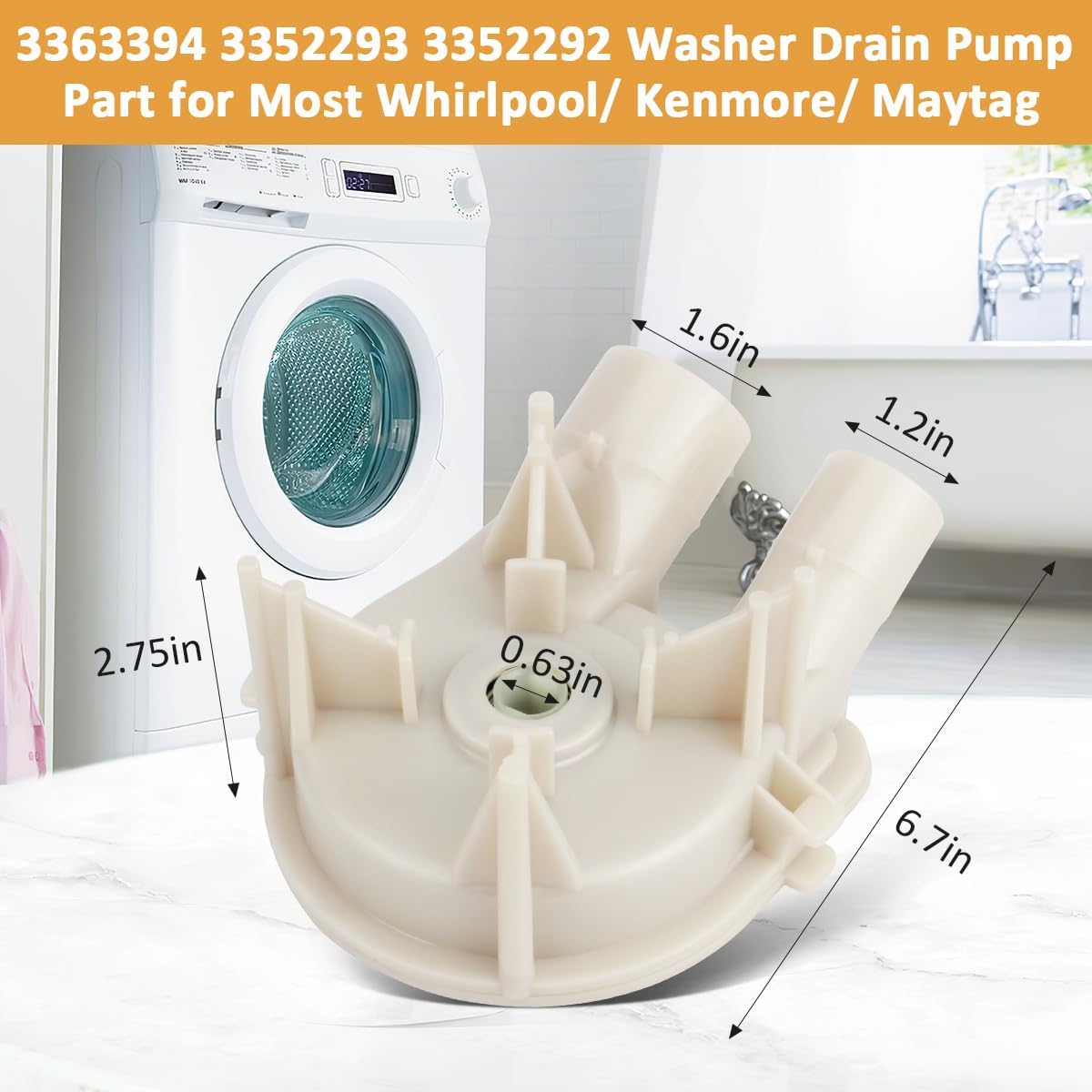 WP3363394 Washer Water Drain Pump