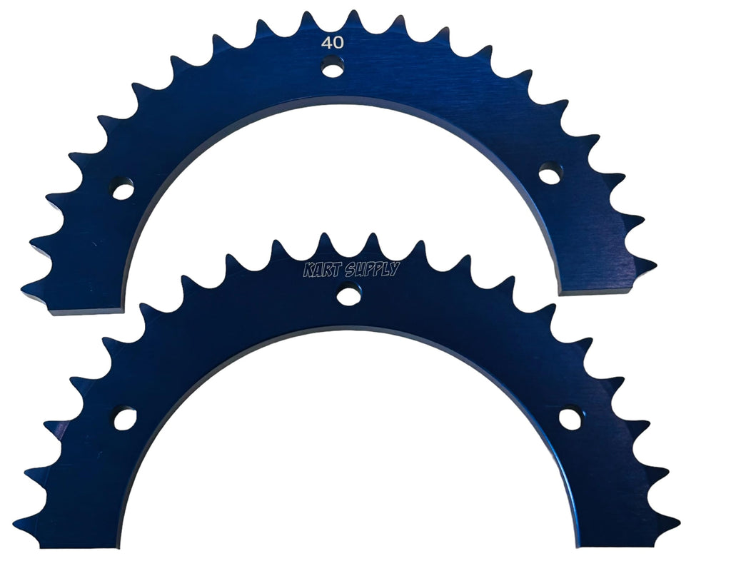 Split Aluminum Sprocket for 420 or 40 Chain. Blue