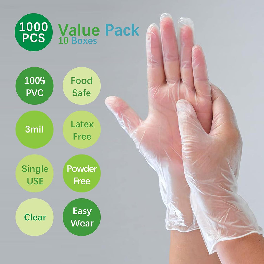 Clear Vinyl Disposable Gloves Food Safe Powder/Latex Free