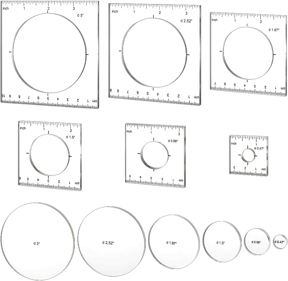 Pack of 6 Router Templates Circle Inlay Templates Clear Drawing Scale Rulers Acrylic Router Jig Template Decorative