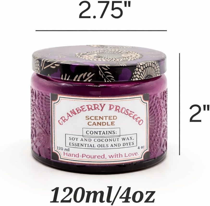 12-Pack 4oz (120ml) Embossed Glass Candle Jars with Lids, Labels & Wicks - Empty Candle Containers for Candle Making