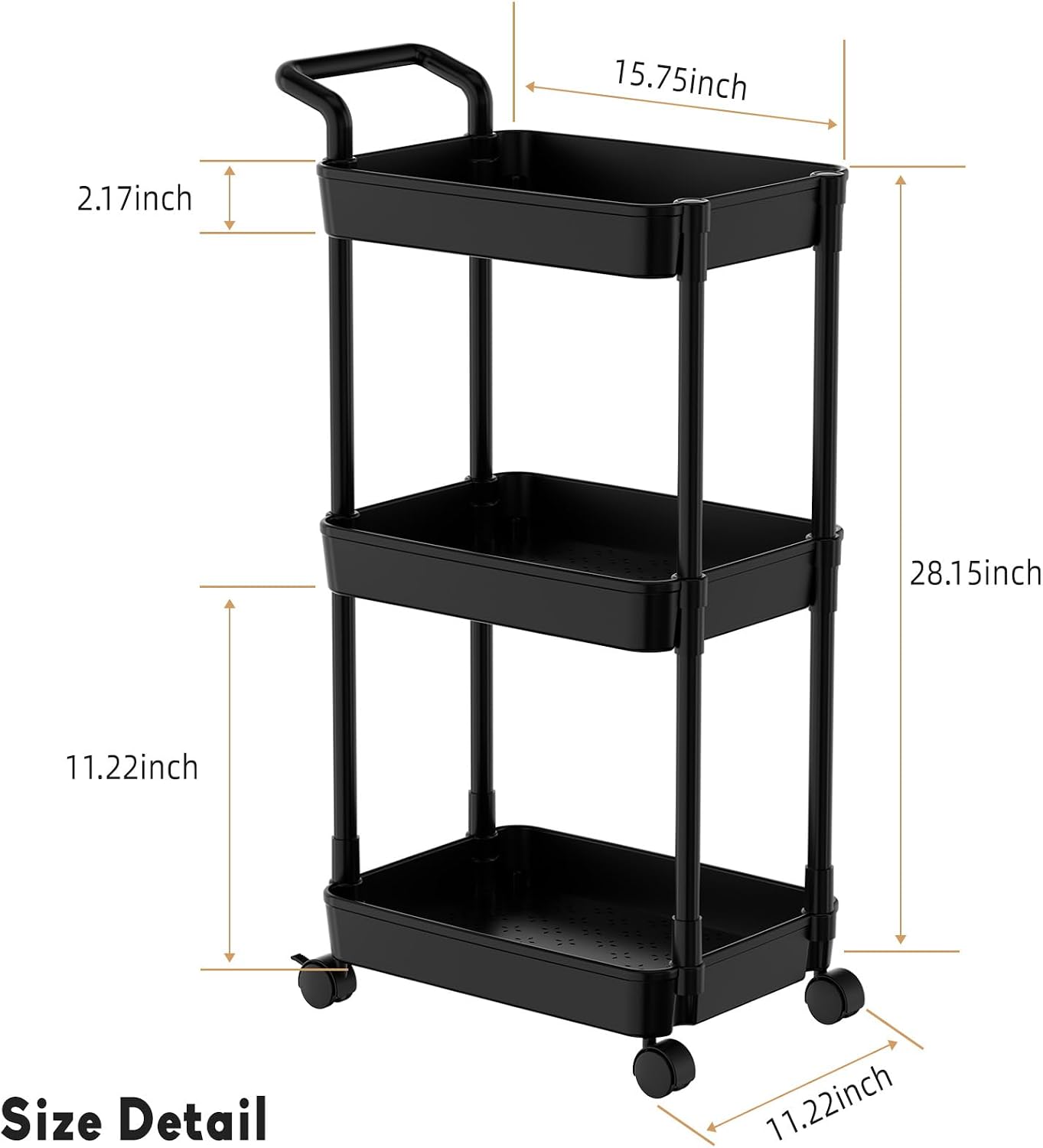 Diaper Caddy - Plastic Diaper Organizer for Nursery Essentials, Baby Organizers and Storage, Movable Cart for