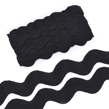 10 Yards 1.57 Inch/ 40mm Black Ric Rac Trim Ribbon Wave Sewing Bending Fringe Trim Rick Rack Wide Christmas Fabric