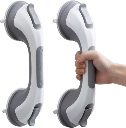Shower Grab Bar, 2 Pack 12 Inch Suction Grab Bars for Bathtubs and Showers for Elderly, Shower Handle for Seniors