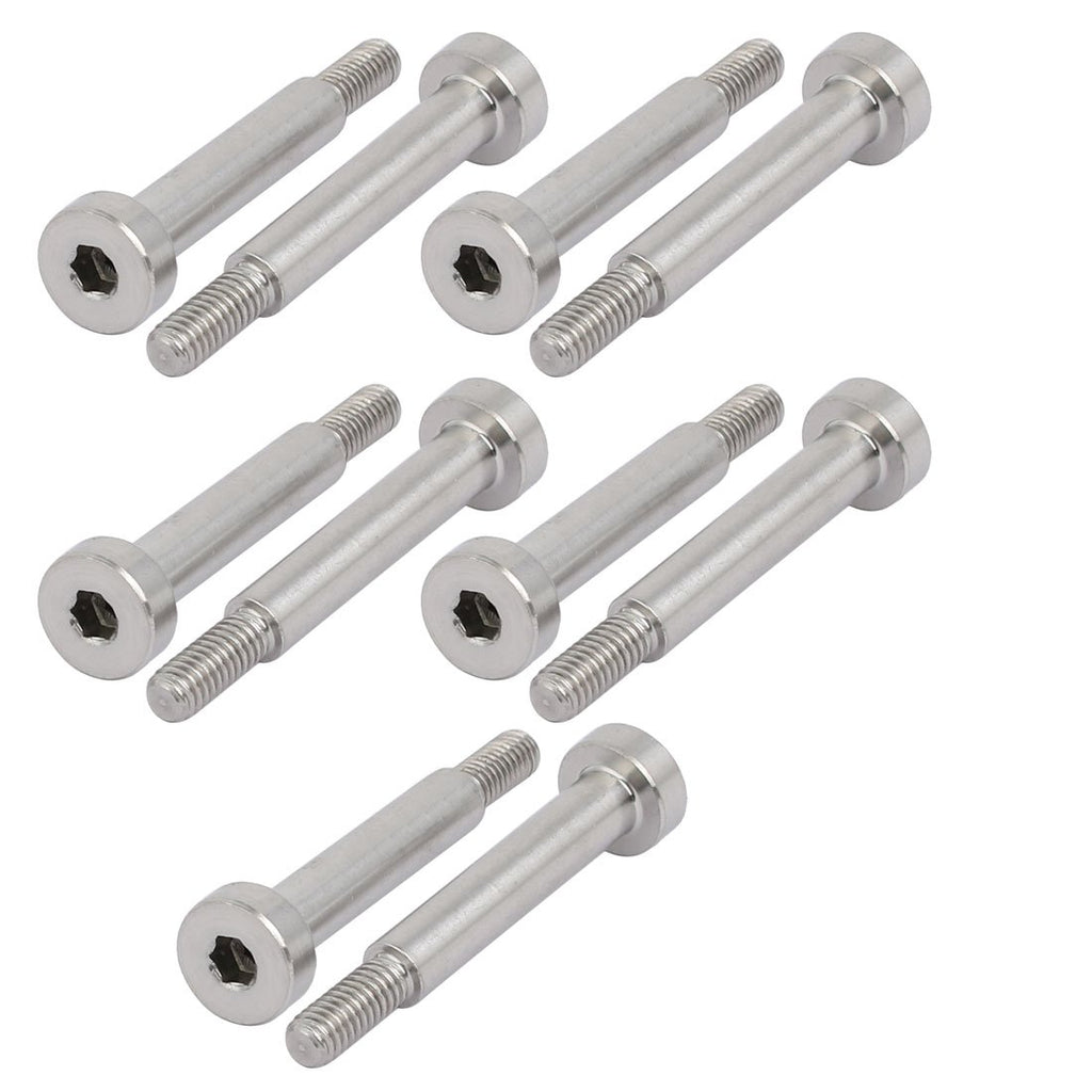 uxcell 10Pcs 304 Stainless Steel Hex Socket Shoulder Bolt 5mm Dia 25mm L M4