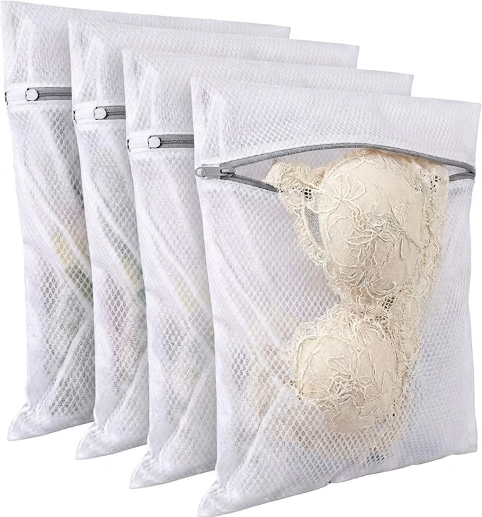 12x16 Small Mesh Laundry Bags for Delicates, 4-Pack – for Lingerie, Bras, Socks & Swimwear – 120GSM Honeycomb Mesh
