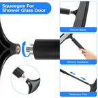 Shower Squeegee with Long Handle, Telescoping Window and Floor Wiper