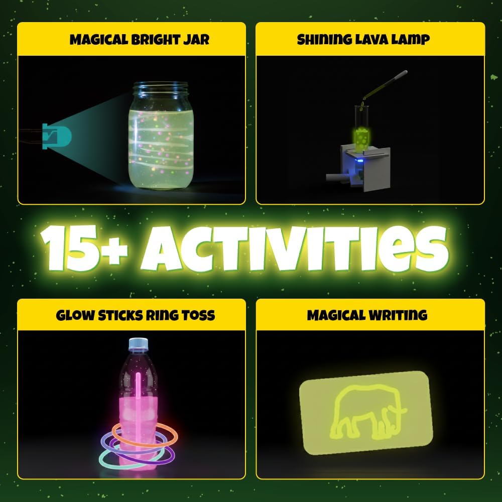 Glow in The Dark Science Experiment Kit for Kids, 15+ Amazing Science Experiments, STEM Learning for 8-12 Years Old