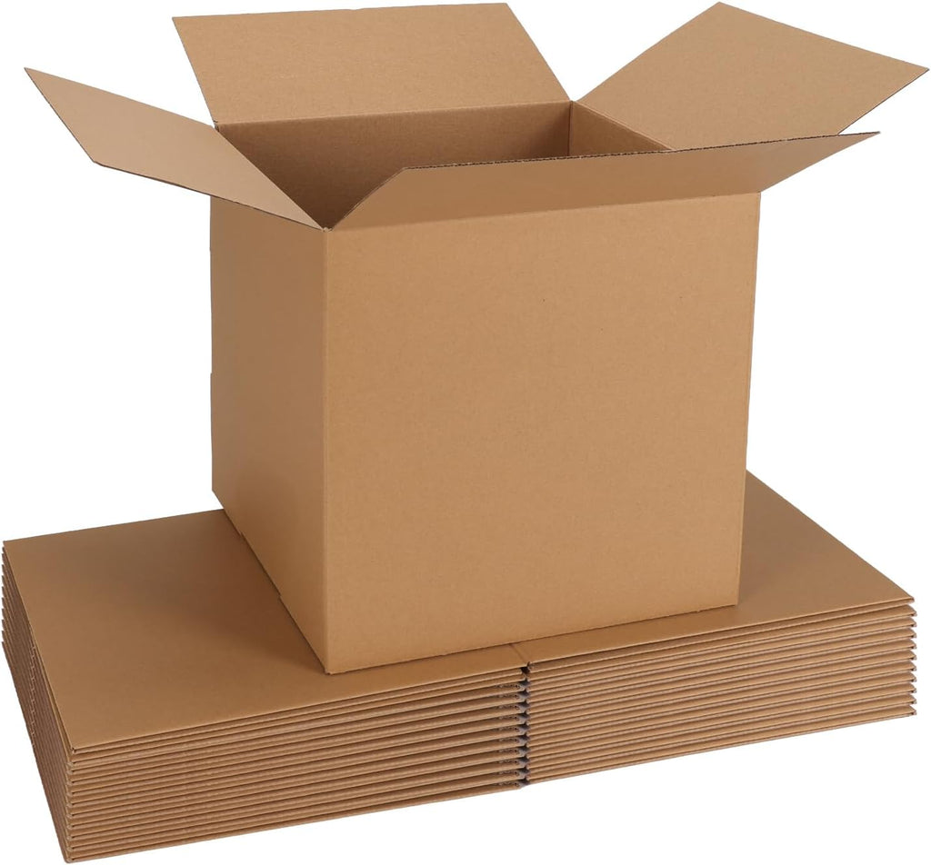 12x12x12 Shipping Boxes 10 Pack, Brown Corrugated Cardboard Boxes with Side-Lock and Pre-Applied Double-Sided Tape