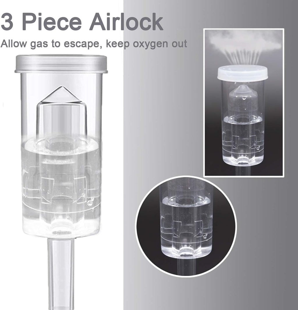 3 Piece Airlock 4 Pack with Grommets for Brewing Wine Making Kimchi Airlocks for Fermenting Carboy Mason Jar Wine Bucket